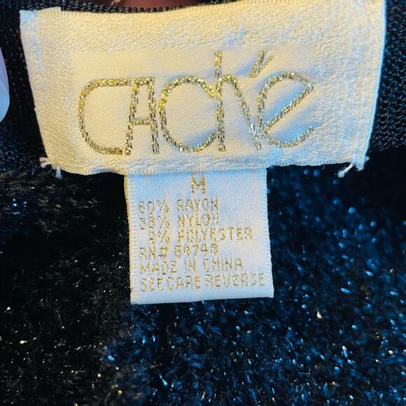 Cache Y2K holiday black Sparkle sheer back sweater - Picture 3 of 4